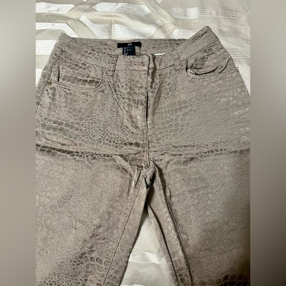 H&M Snake, Animal Print Beige, Shinny Soft Skinny pants, Size 4 - Picture 5 of 6